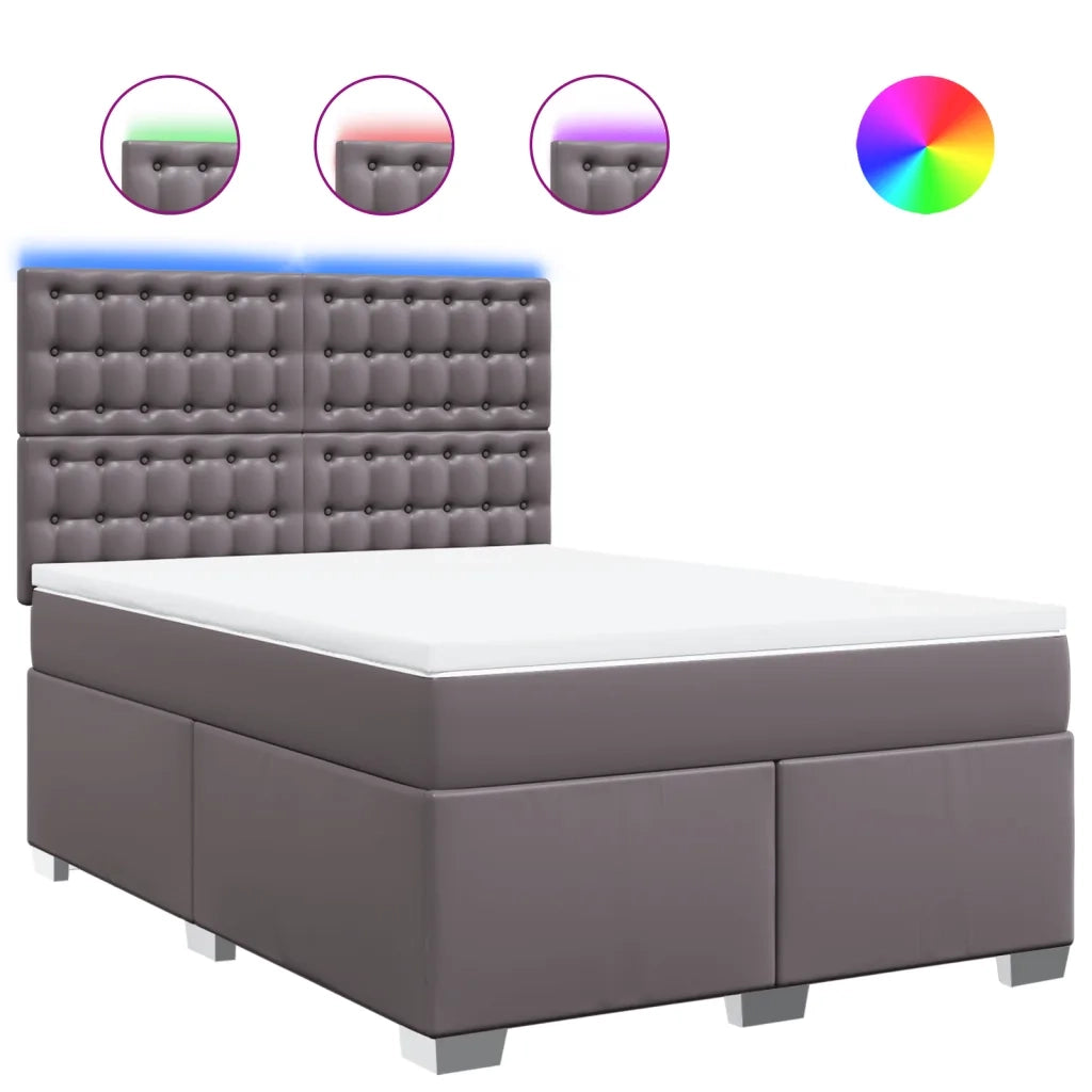 vidaXL Giroletto a Molle con Materasso Grigio 140x200 cm in Similpelle