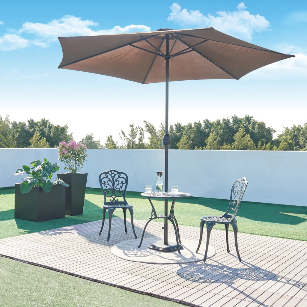 Set da Bistrot Lupsam Tavolo Rotondo e 2 Sedie in Alluminio - Grigio Scuro con Patina Verde casa.pro