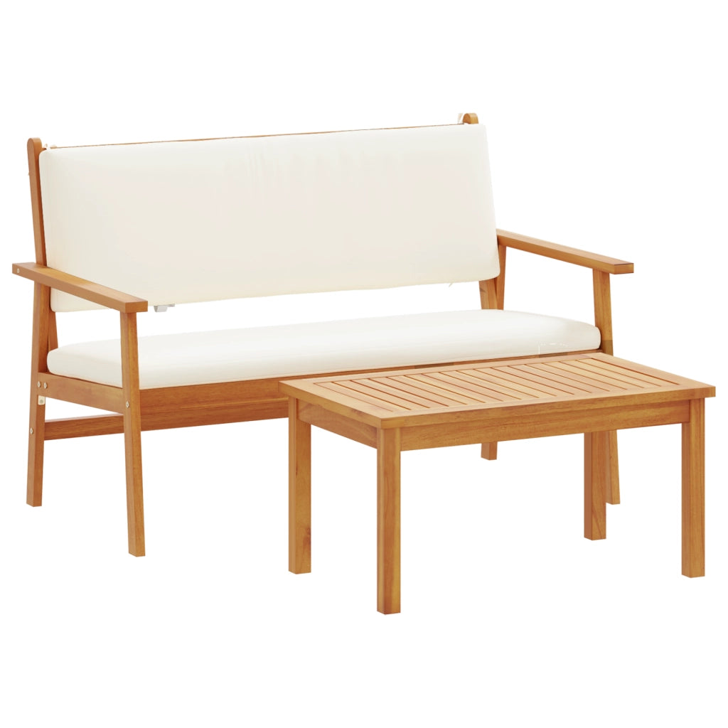 Set di divani da giardino in 4 pezzi con cuscini in legno massello di acacia