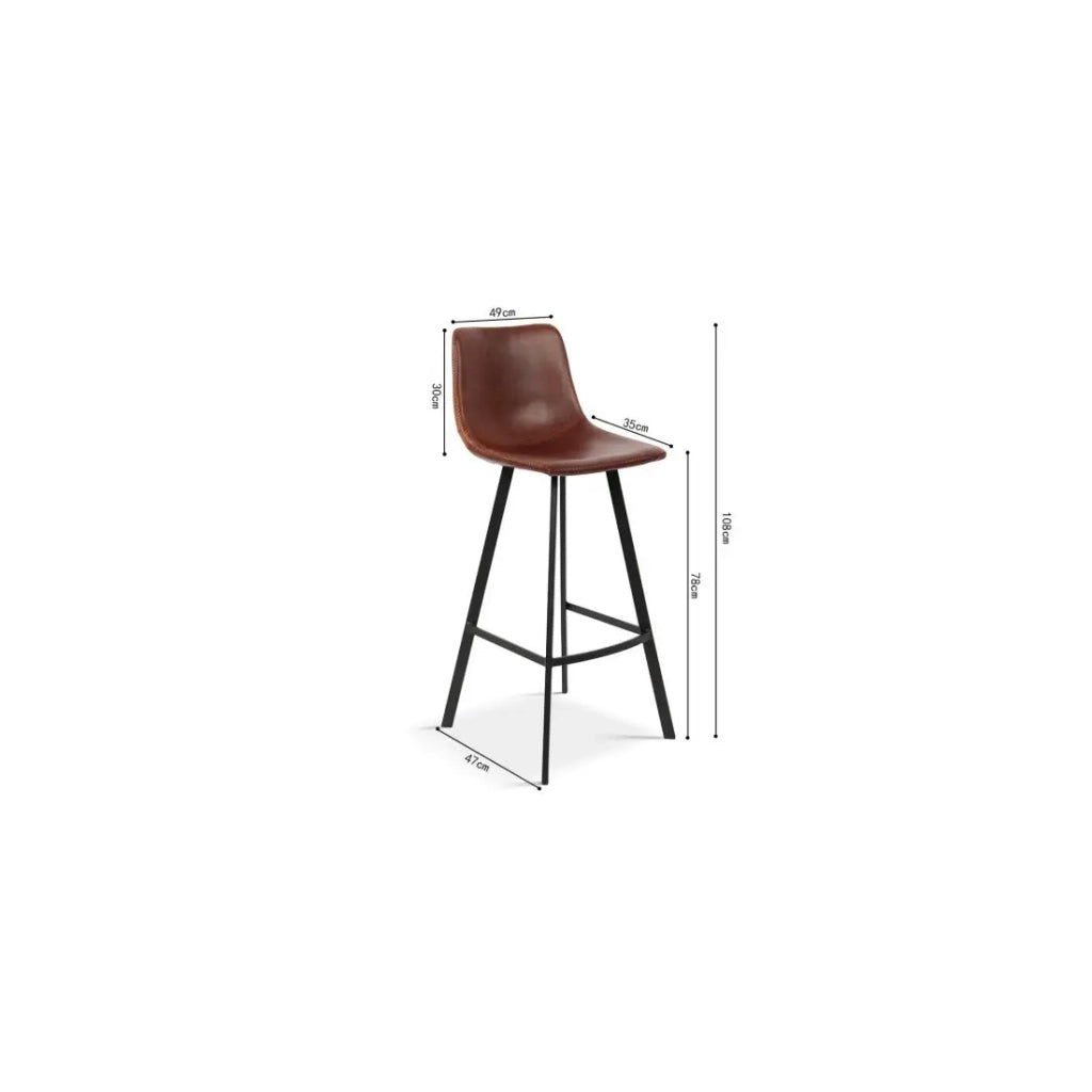 Sedia da banco OZON – PU cognac – H108 x L45 x P49 cm