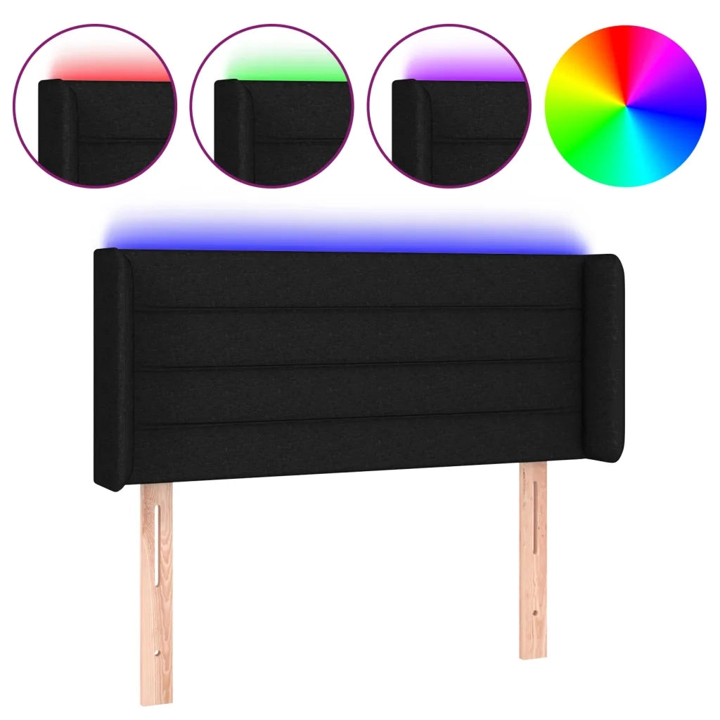 Testiera a LED-Testata con LED Nera 103x16x78/88 cm in Tessuto 763873