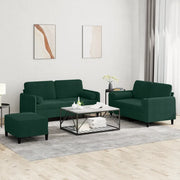 Set di Divani 3 pz con Cuscini Verde Scuro in Velluto 3202006