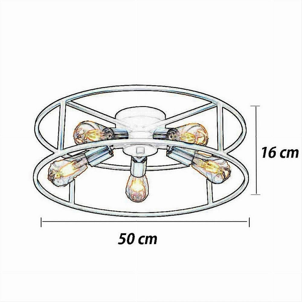 Trade Shop - Plafoniera Lampadario Da Soffitto Circolare Stile Industriale Lampada 5xe27 C71-5 -