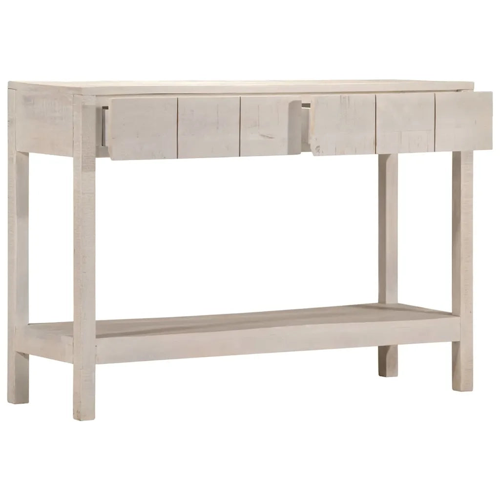 Tavolo Consolle | Tavolo d'Ingresso Bianco 110x35x75cm Legno Massello di Mango