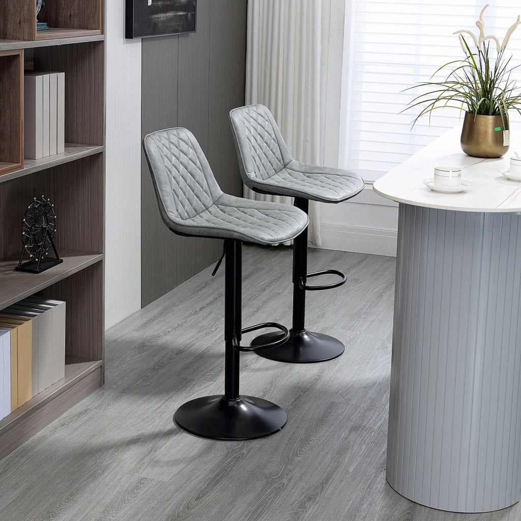 Set di 2 sgabelli da bar girevoli altezza regolabile ¨C zephmum ¨C grigio similpelle 86-106 cm