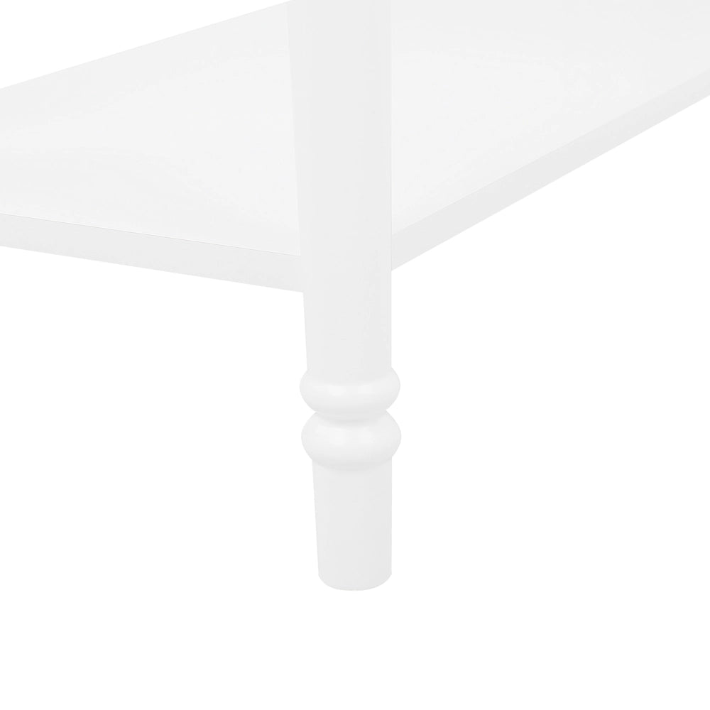 Consolle Piano in MDF bianco con gambe in legno di pino con toeletta a un cassetto