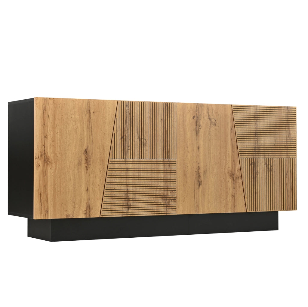 Sideboard 160x40x72 cm con ripiano regolabile nero e finitura legno HAVRYA