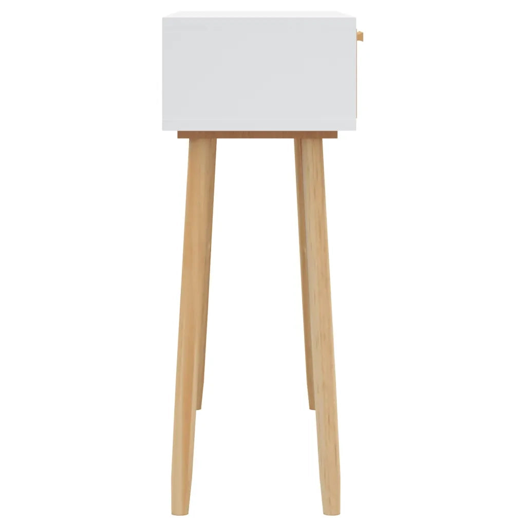 Tavolo Consolle | Tavolo d'Ingresso Bianco 80x30x75cm Massello Pino Rattan Naturale