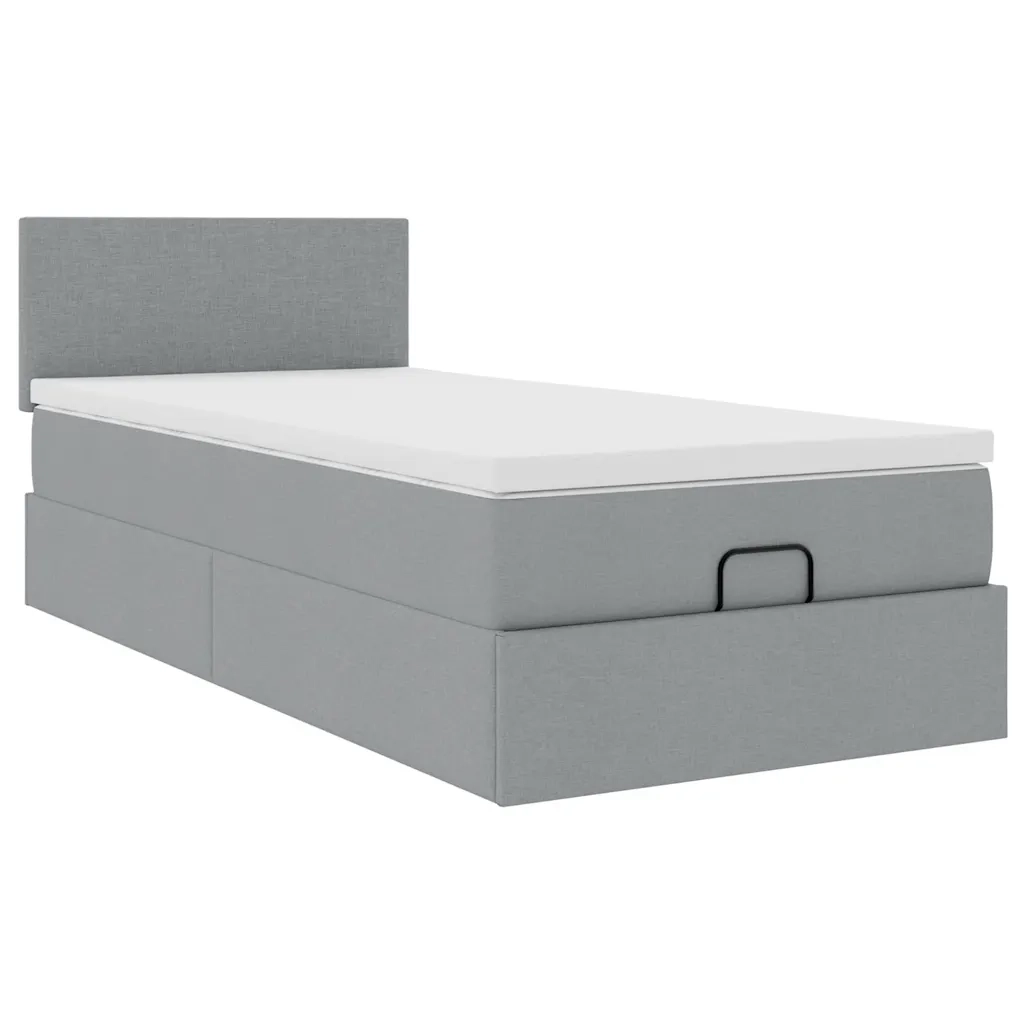 Pouf Letto con Materasso Grigio Chiaro 100x200 cm in Tessuto 3311352