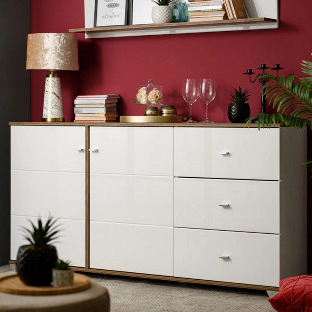 Madia Ete, Credenza 3 Cassetti, 162x40x85h cm Bianco