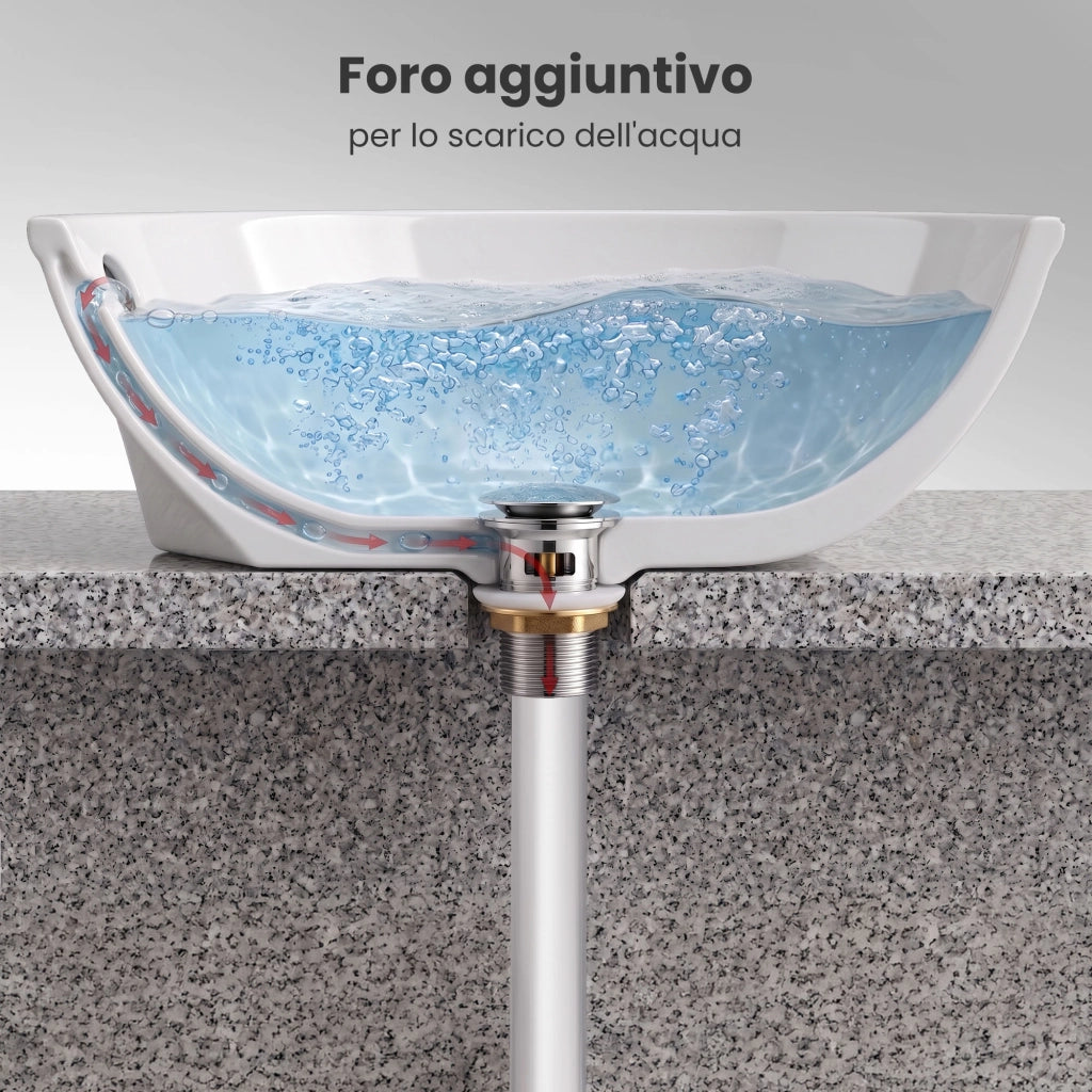 Piletta Click Clack lavabo con troppo pieno acciaio inossidabile Cromo