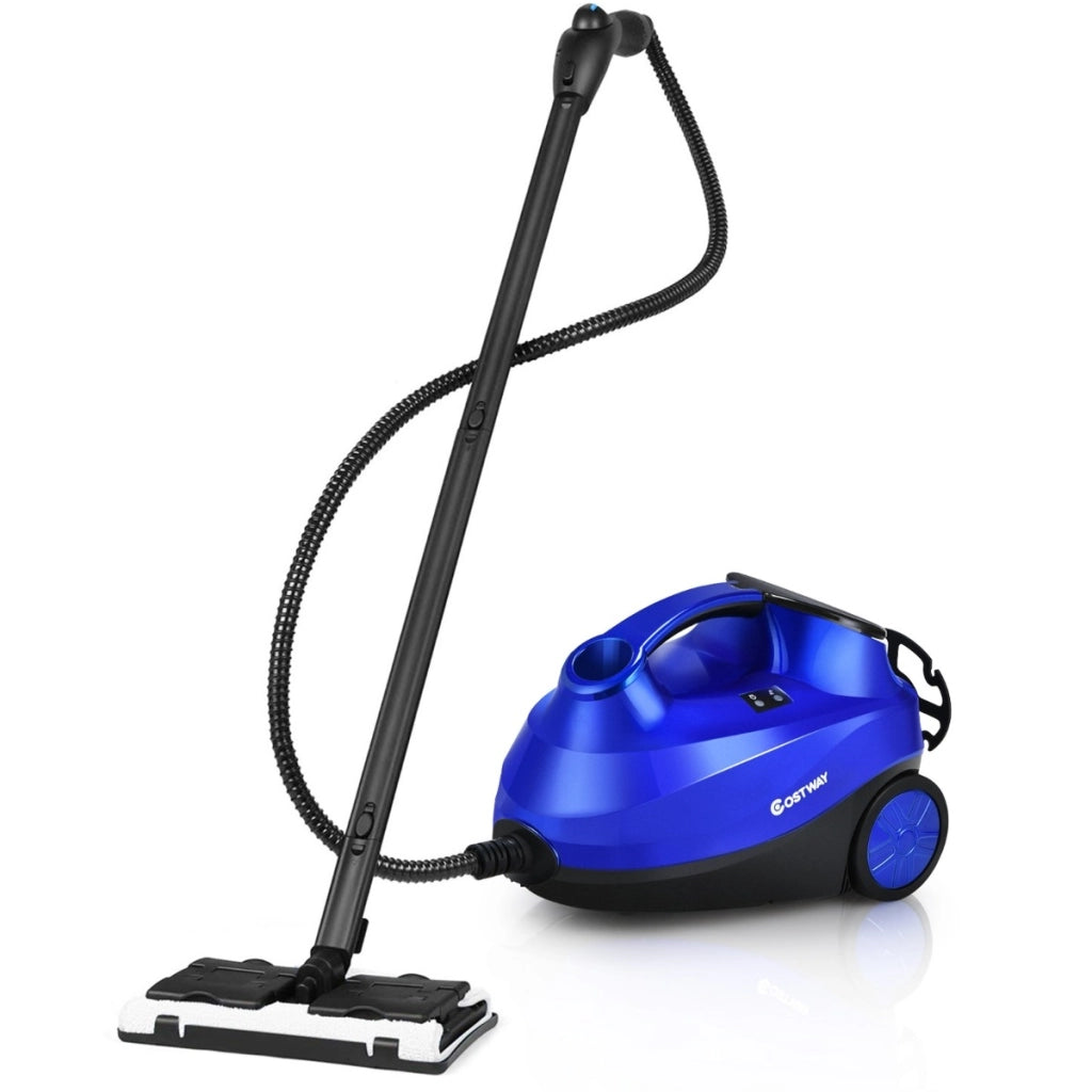 Pulitore a vapore con 19 accessori e serbatoio da 1,5 litri per pulizia tappeti, pavimenti, finestre 2000W Blu-Elettrodomestici pulizia
