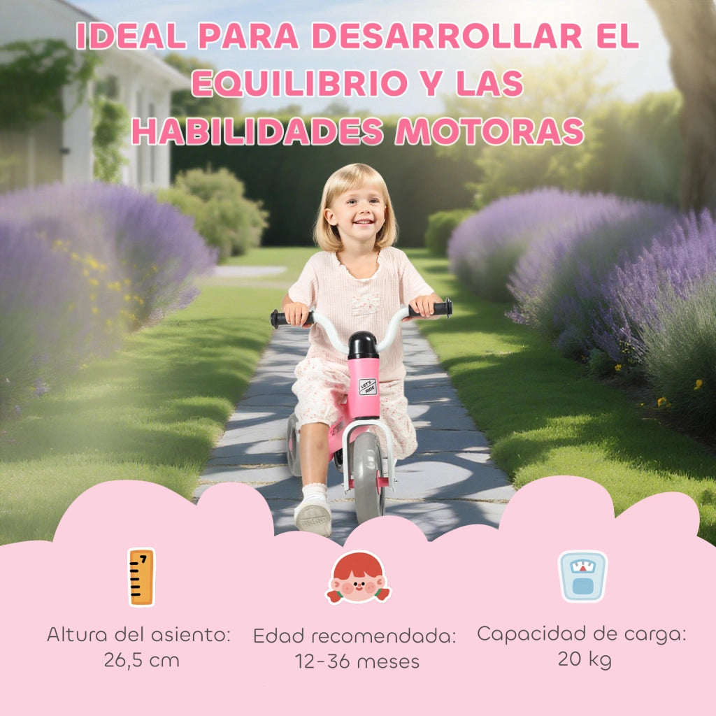 Bicicletta senza Pedali per Bambini 12-36 Mesi con Ruote Silenziose e Manubrio a 60¡ã ¨C zephmum ¨C Rosa