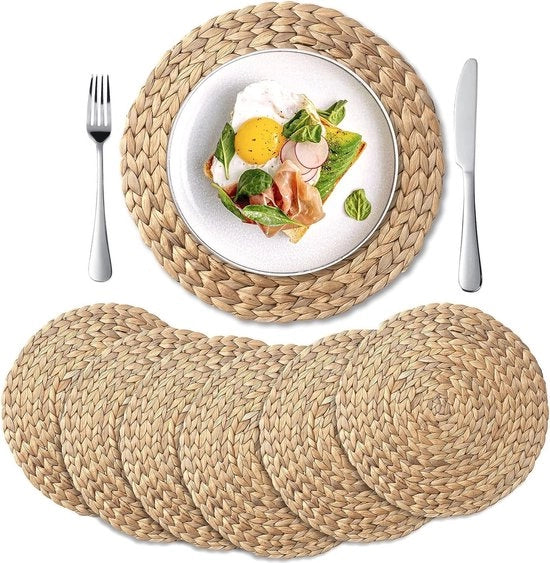 6 pezzi, placemats a tappeto a rasoio, 35 cm placemats a tappeto naturale acquaiglicine, tappeti da tavolo intrecciati paglia