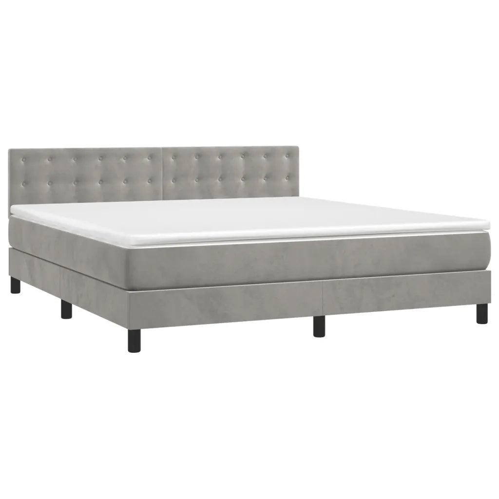Letto a Molle con Materasso e LED Grigio Chiaro 180x200 cm Velluto 3134657
