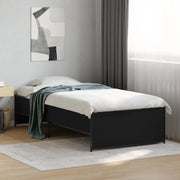 Giroletto Nero 90x190 cm in Legno Multistrato e Metallo 845246