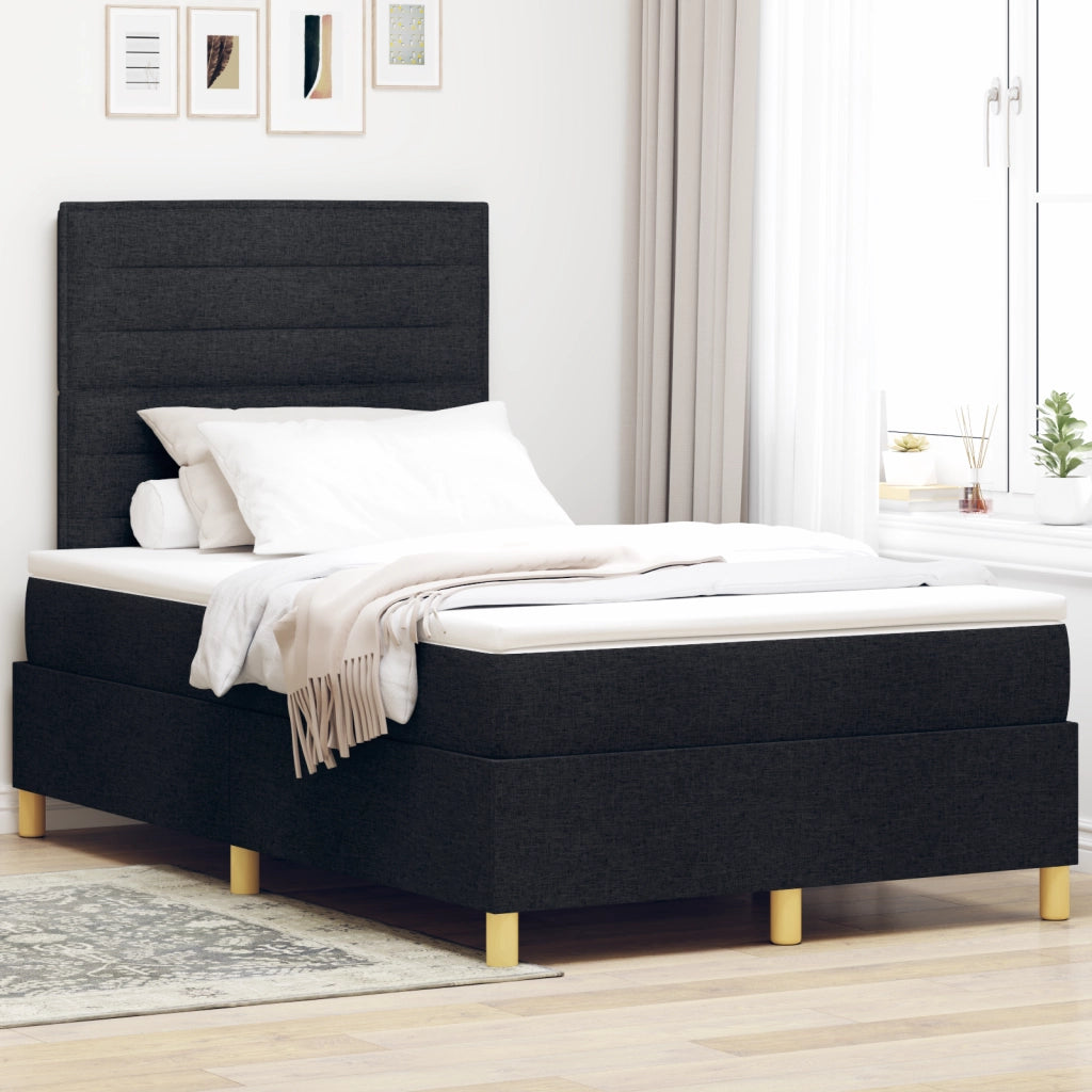 Letto Box Spring con Materasso & LED Nero 120x200 cm Tessuto