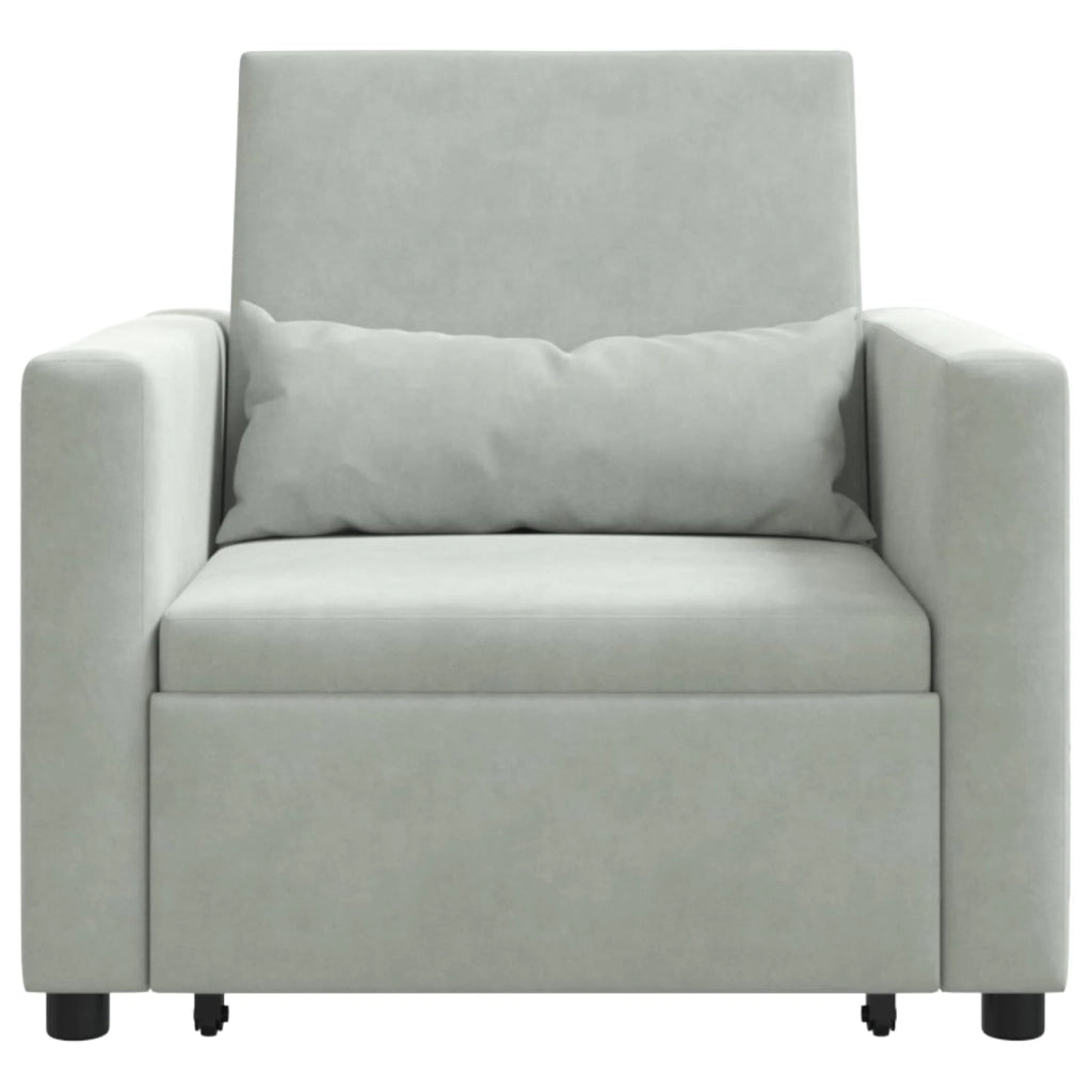 Divano letto estraibile singolo con ruote Grigio chiaro Velluto 42002697