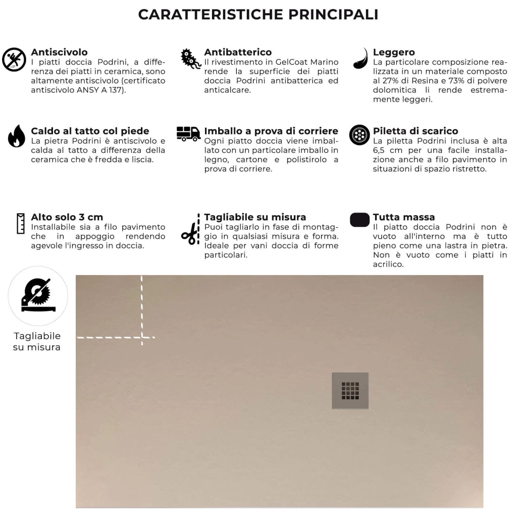 Piatto Doccia 90x90 cm in Pietra Bonussi Everest Crema