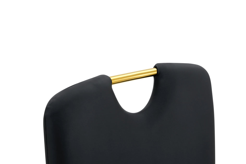Sedia da Pranzo con Schienale Ergonomico e Piedini Antiscivolo, in PU, Nero