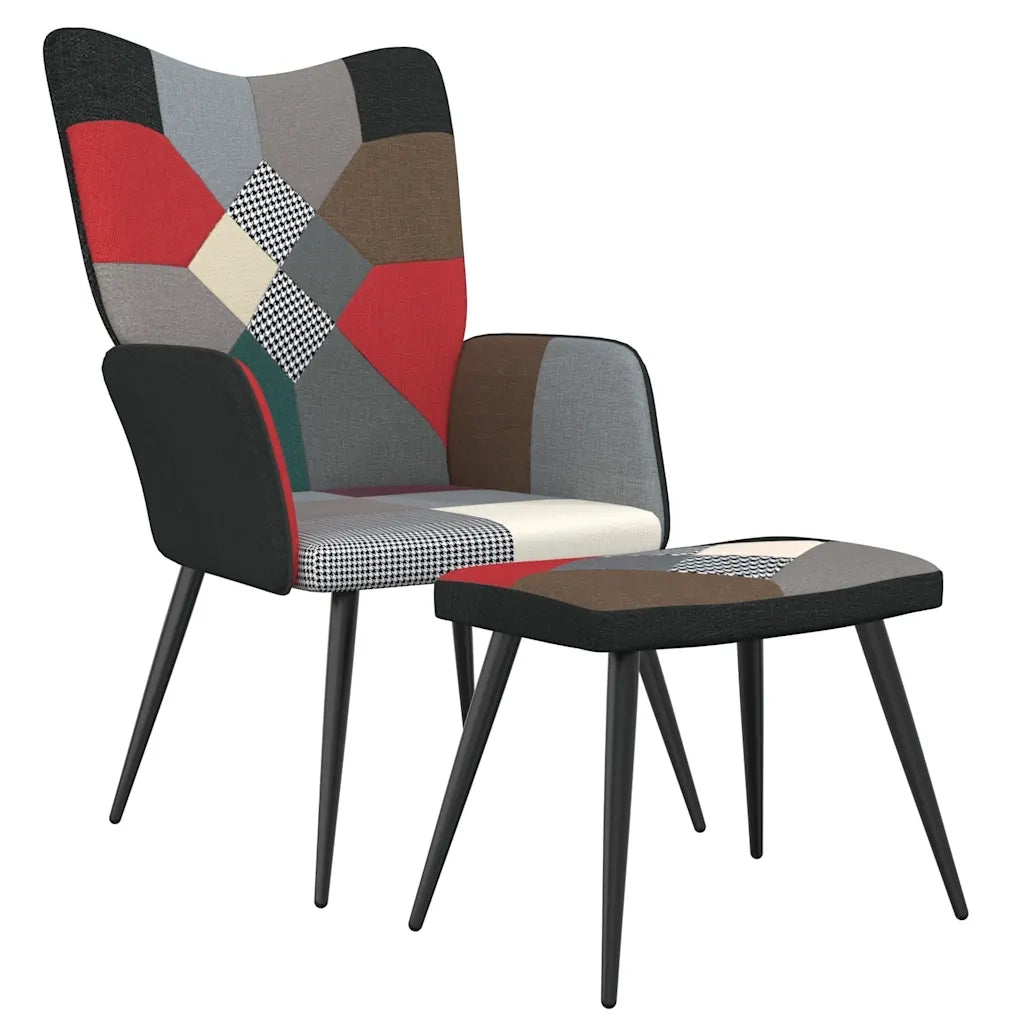 Poltrona Relax con Poggiapiedi in Tessuto Patchwork cod mxl 23287