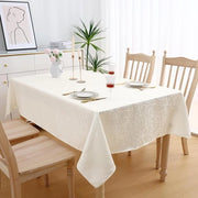Tavolo quadrato tovagliato in poliestere lavabile con disegno jacquard ornamenti per tavolo resistente alla sporcizia facile da pulire beige 130 x 160 cm