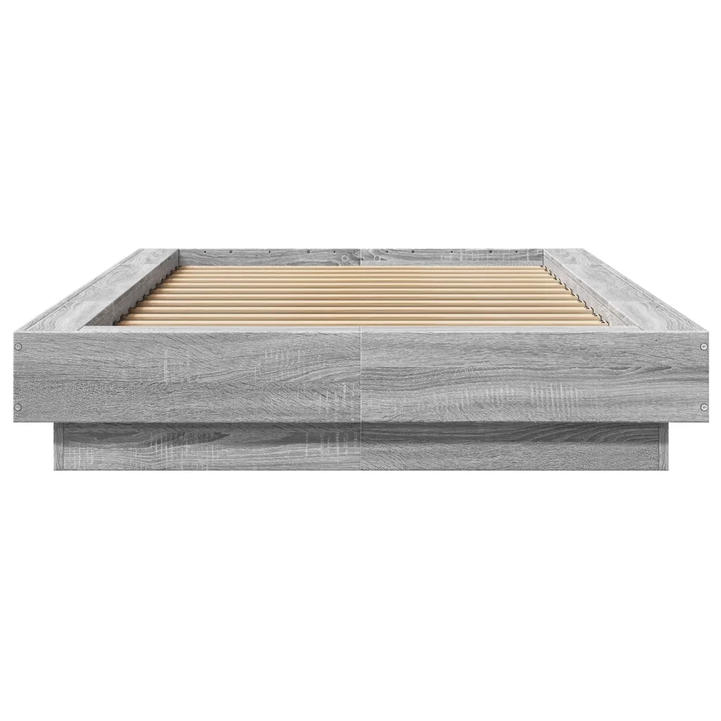 Giroletto Luci LED-Struttura Letto con LED Grigio Sonoma 100x200cm in Legno Multistrato 263528