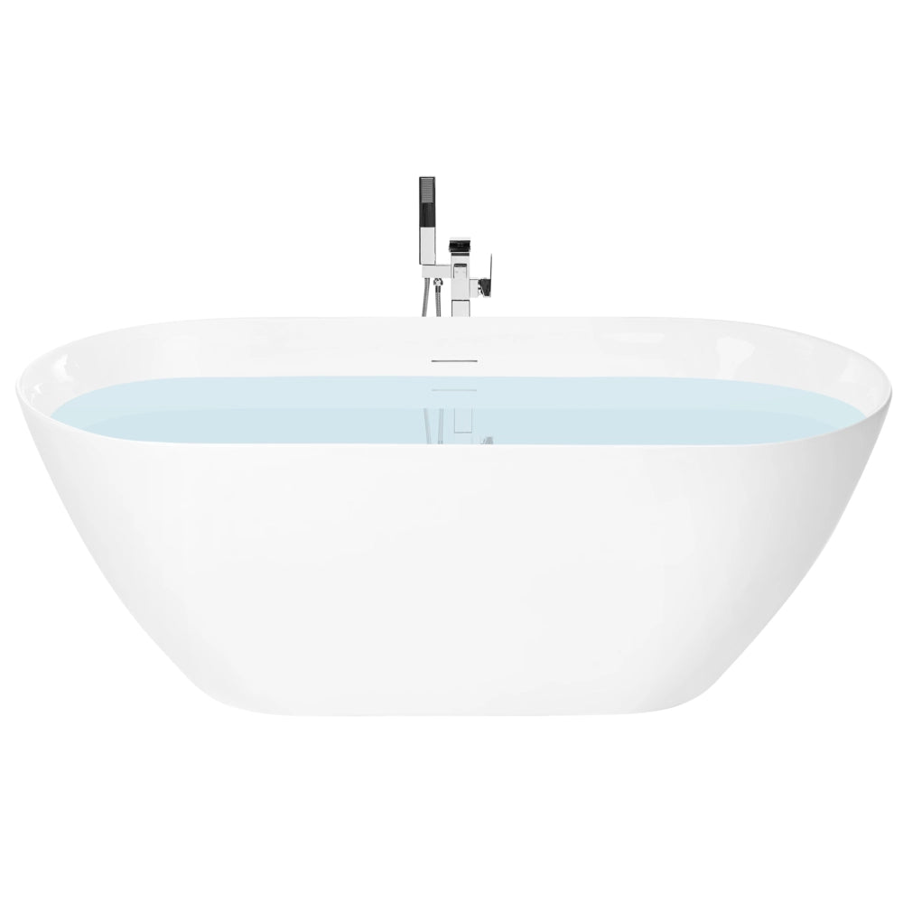 Vasca da bagno freestanding in acrilico bianco 160 cm design moderno forma ovale