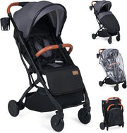 Passeggino Leggero per Neonati con Tettuccio, Schienale e Poggiapiedi Reclinabili, Passeggino Pieghevole con Portabicchieri, Cestello Portaoggetti, per Bambini 0-3 Anni (Grigio)