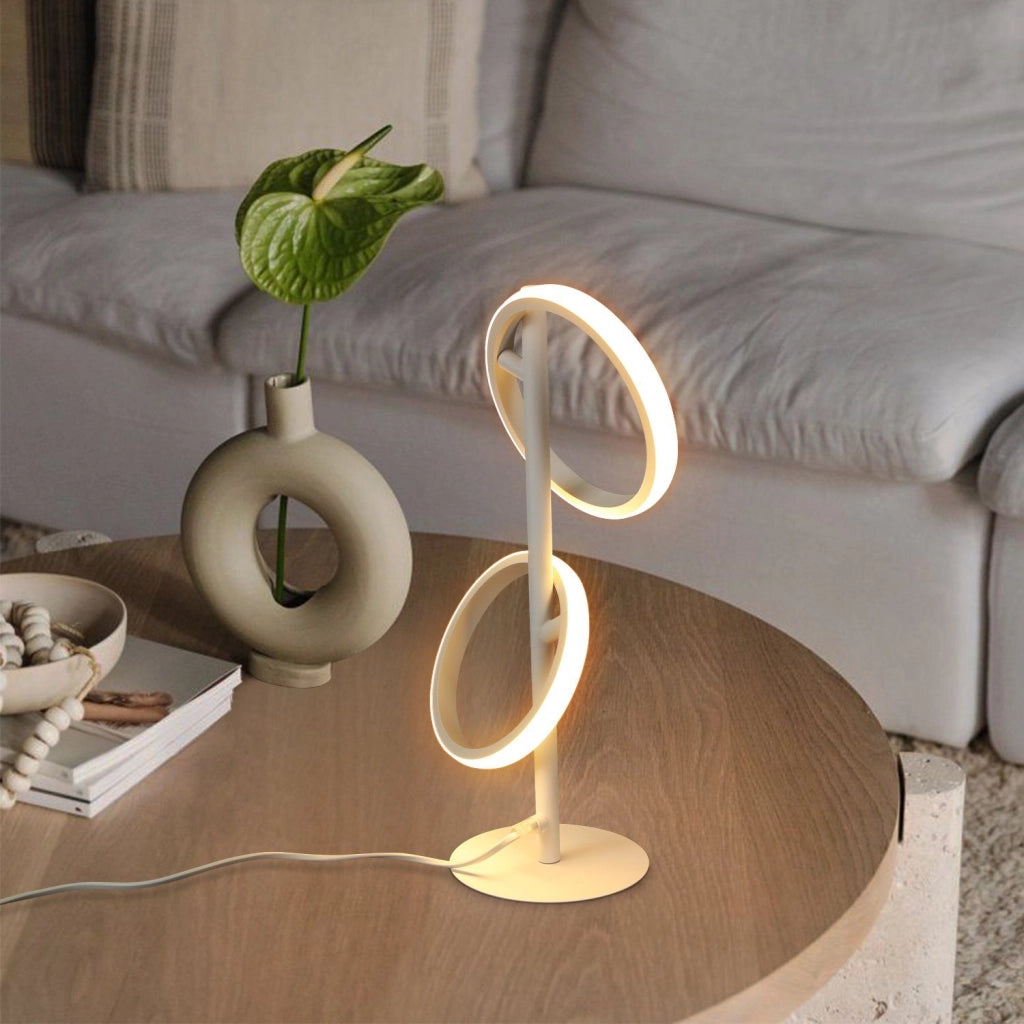 ZMH Lampada da tavolo LED bianca moderna rotante ad anello