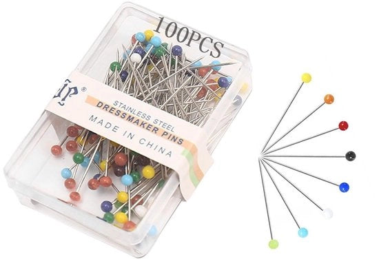 Set di Spille in Vetro 300 pezzo - Spille Colorate - Aghi in Acciaio Inossidabile - Sicure per i Tessuti - Ideali per la Sartoria e il Quilting