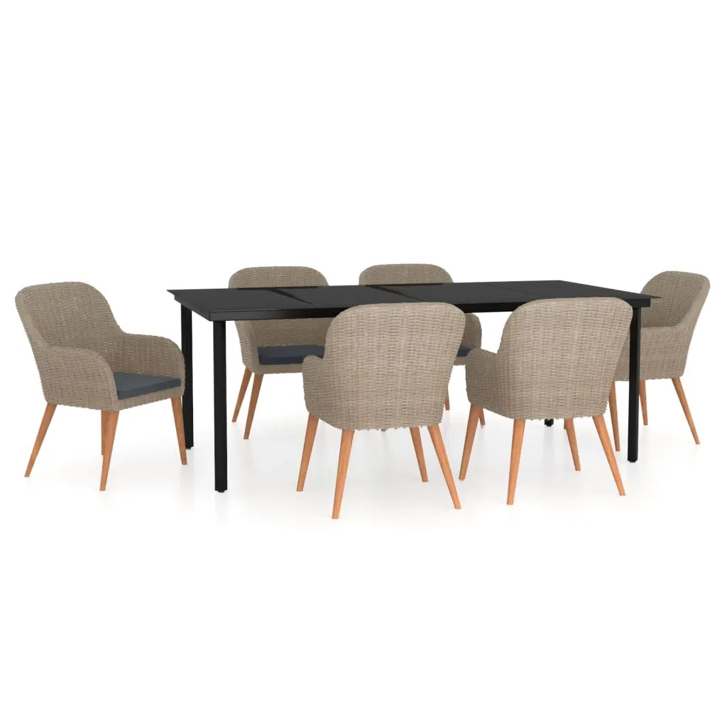 Set Mobili da Pranzo per Giardino 7 pz con Cuscini Marrone cod mxl 46221