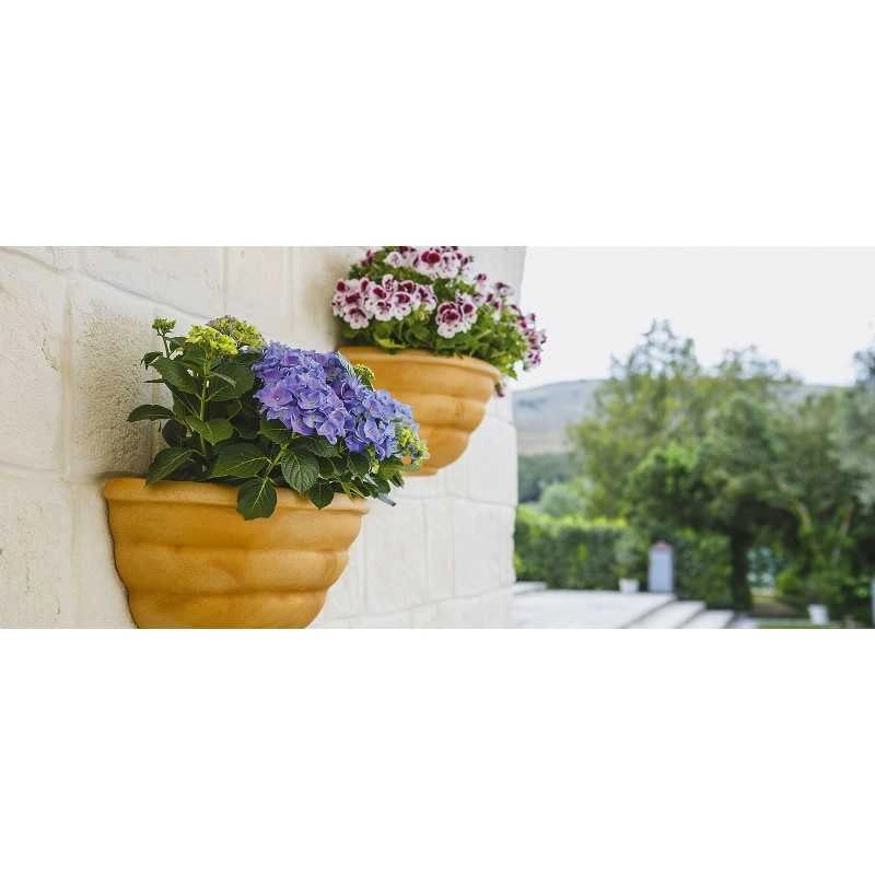 Vaso da parete decorativo classico tradizionale 50x27 H25 in polimero resistente impruneta per piante per giardini e terrazze - Made in Italy