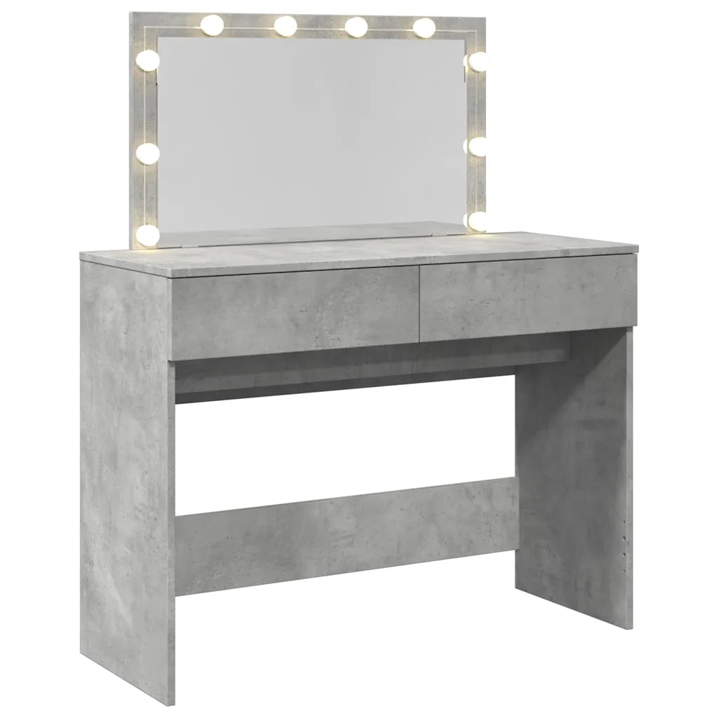 Toeletta | Tavolo da Trucco con LED Grigio Cemento 100x40x120 cm
