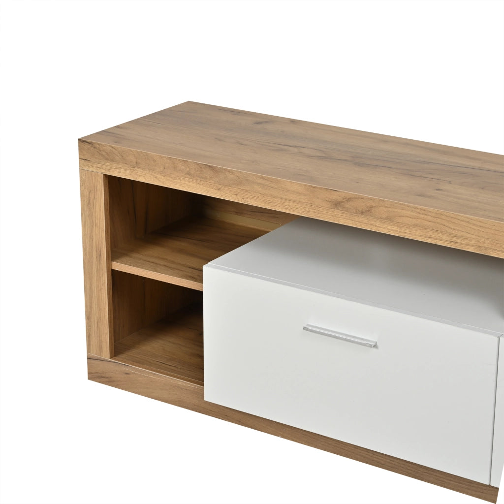 Mobile TV con 2 cassetti e 4 vani; LED controllata da app - per soggiorno - 180×35.5×50 cm - in truciolare - naturale