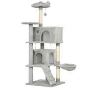ALBERO RASCHIATOIO PER GATTI 49,5x20,5x49,5 cm Grigio Chiaro Poliestere