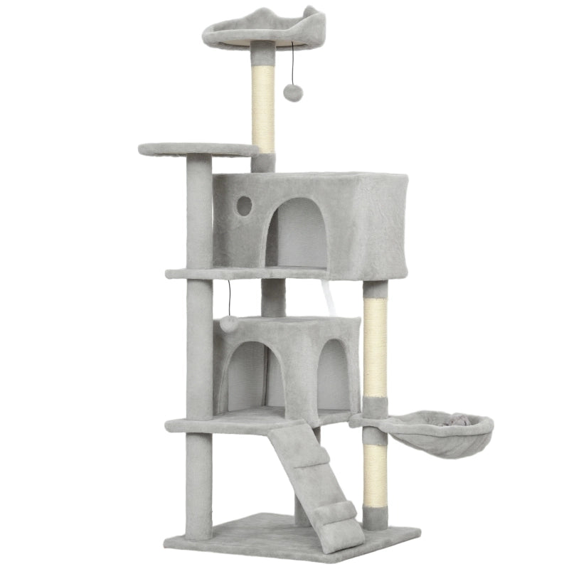 ALBERO RASCHIATOIO PER GATTI 49,5x20,5x49,5 cm Grigio Chiaro Poliestere
