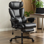 Sedia da ufficio ergonomica con supporto lombare regolabile e schienale reclinabile in pelle PU nera