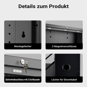 Banco da lavoro pieghevole a parete, portata fino a 50 kg, tavolo richiudibile con pannello porta attrezzi forato, in acciaio, 91,2 x 69 x 61 cm, con 2 chiavi, ideale per officine e garage