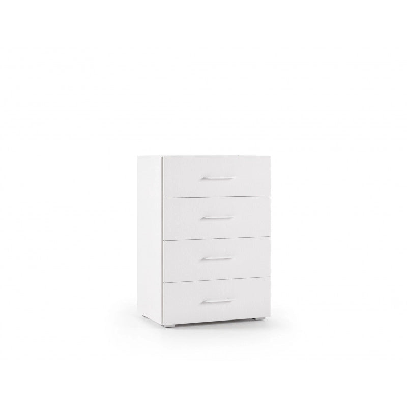 Cassettiera 4 cassetti con guide in metallo e piano vassoio effetto cemento bianco 60x41x87 cm - Terraneo