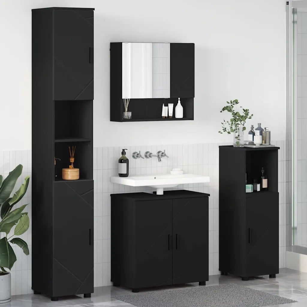 Set di mobili per il bagno Montaggio a parete 4 pcs Nero 3392964