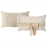 Set di 2 cuscini decorativi in velluto beige chiaro con motivo a fiocco 50 x 30 cm Accessorio decorativo