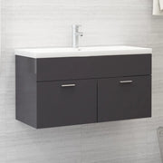 Mobile Lavabo Grigio Lucido 90x38,5x46 cm in Legno Multistrato 804673