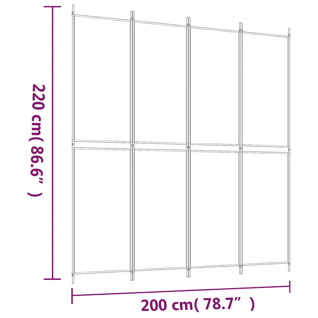 Divisorio a 4 Pannelli Nero 200x220 cm in Tessuto cod mxl 64639