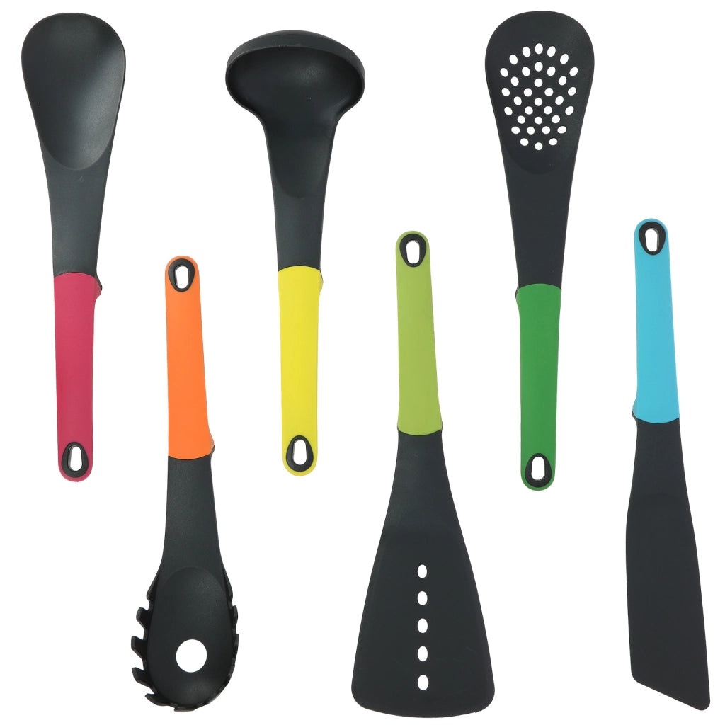 Set utensili da cucina 6 pezzi con manico ergonomico supporto rotante Multicolore Cheffinger