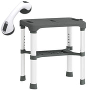 Sgabello per Doccia 46x33x39-49 cm con Mensola Integrata Altezza Regolabile 5 Livelli Portata 150kg in Alluminio Grigio