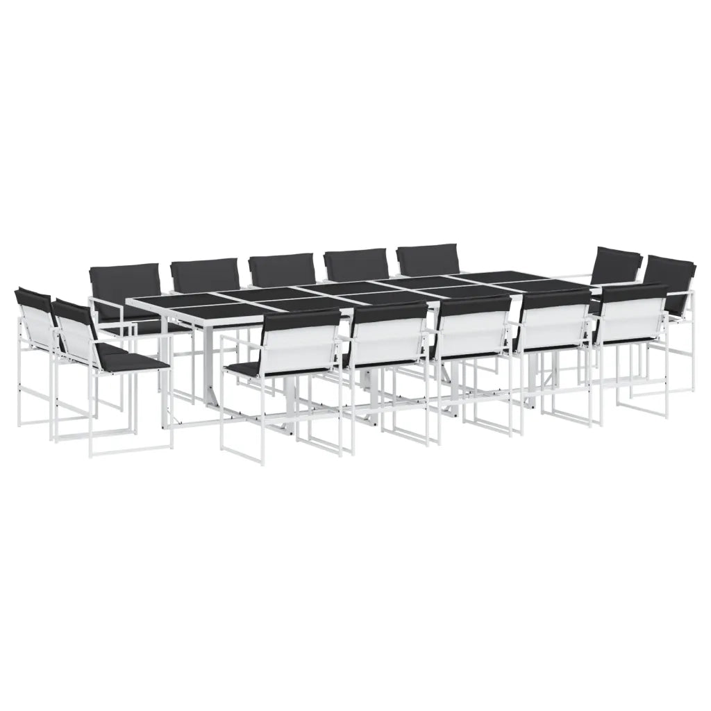 Set da Pranzo da Giardino 15 pz con Cuscini Bianco in Textilene