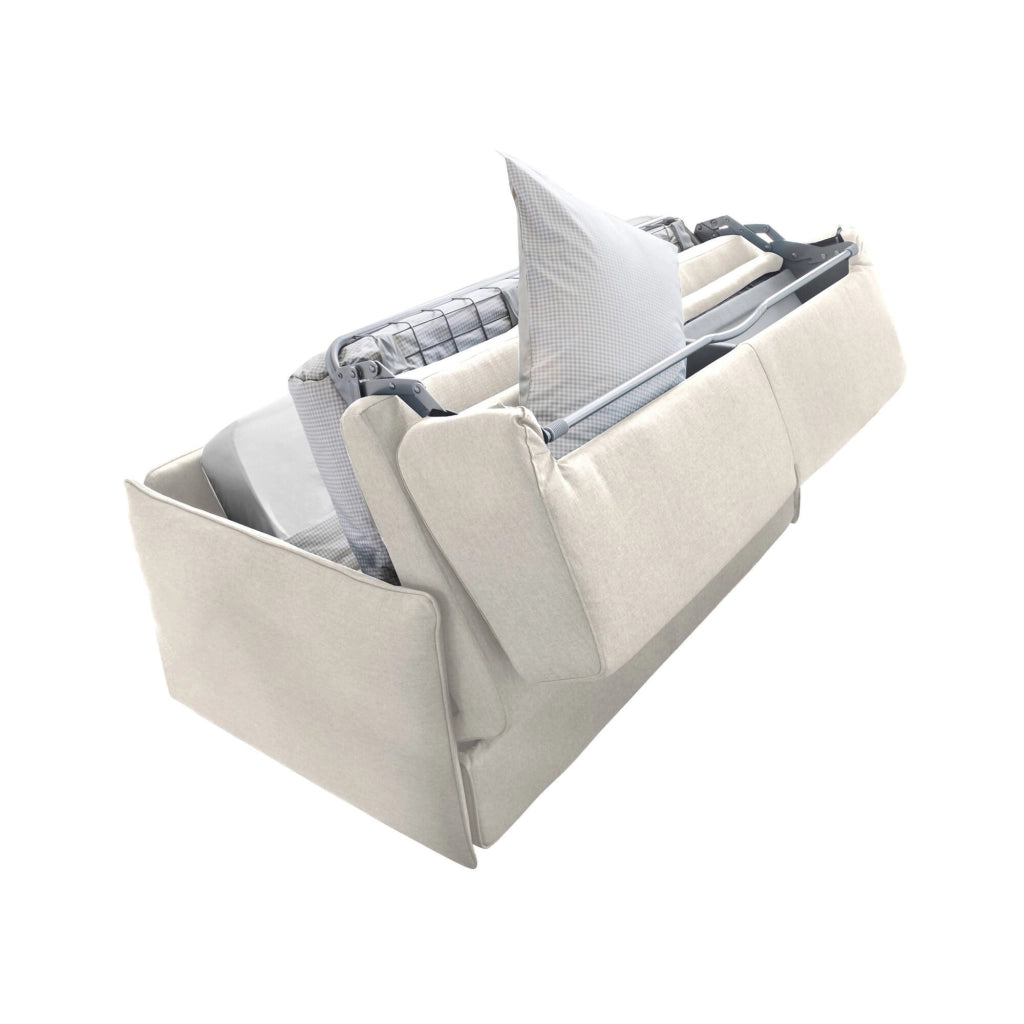 Cecina, Divano Letto 3 Posti Sfoderabile Made in Italy, 200x95 cm Beige