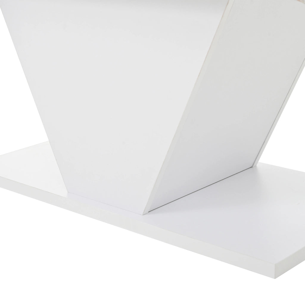 Tavolino da caffè 100x50x46 cm; illuminazione LED e forma a V; truciolato; bianco
