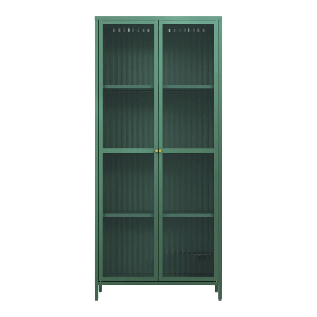 Mobiletto/scaffale in acciaio e vetro con ante in vetro 180 x 80 x 35 cm verde abete 03_0008938